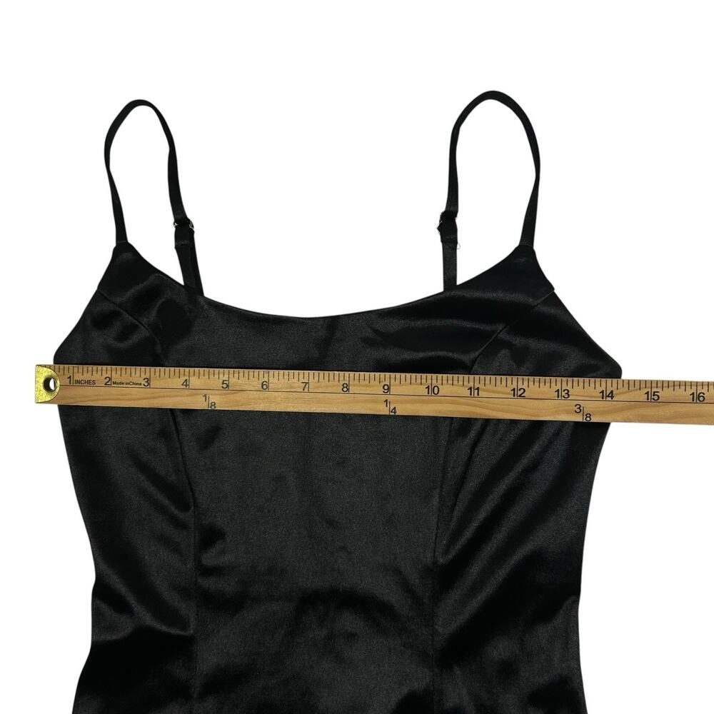 Better Be Little Black Satin Slip Dress Bodycon Sexy Sz S Spaghetti Strap Mini - Picture 8 of 12
